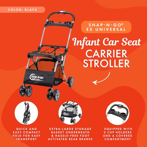 Baby Trend Snap N Go EX Polyester Lightweight Foldable Universal Single Infant Car Seat Carrier for Parents on the Go wi