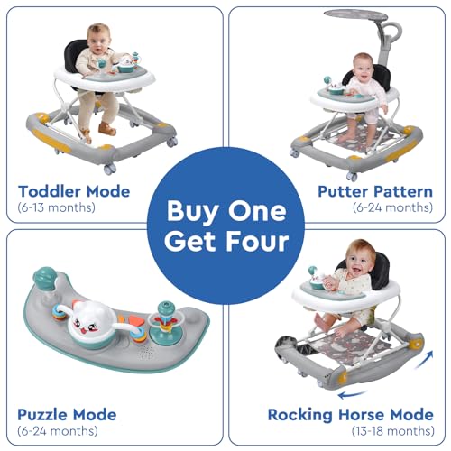 4 in 1 Baby Walker with Wheels for Boys & Girls 6-24 Months  
4 in 1 Baby Walker with Wheels, Music & Lights for Boys &