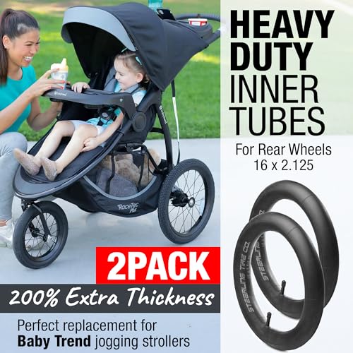 Steerling Tire Co. 16 x 1.75/1.95/|125 Heavy Duty Thorn Resistant Inner Tube Replacement for Baby Trend Strollers & More
