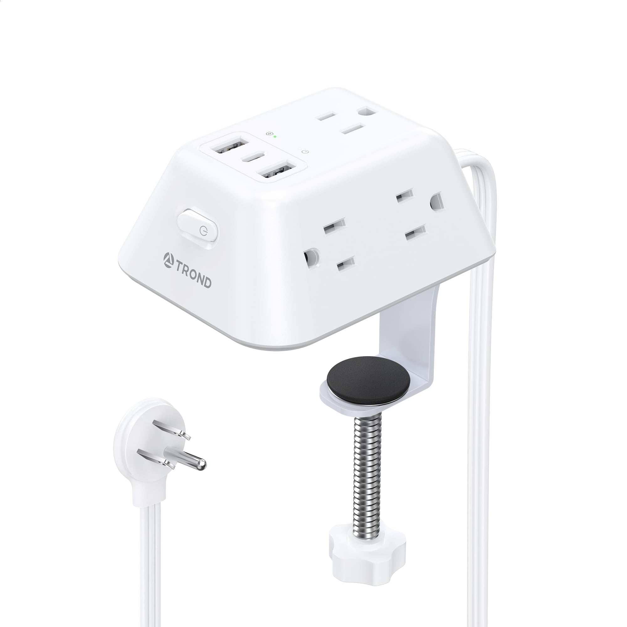 Desk Clamp Power Strip Surge Protector 5 AC Outlets 3 USB Ports Home Office Gaming Accessories
