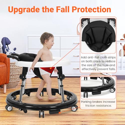 Foldable Baby Walker with 9 Adjustable Heights for Baby Boys Girls 6-18 Months
| Portable Baby Walker with Wheels for I