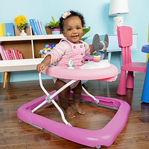 Bright Starts Disney Baby Minnie Mouse Forever Besties 2-in-1 Easy Fold Baby Activity Walker - Toy Station for 6 Months