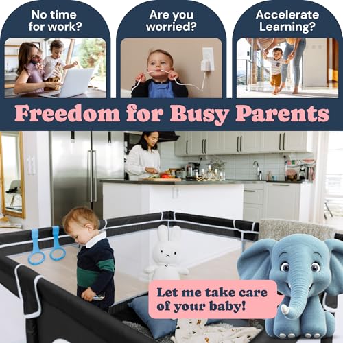 TODALE Anti-Slip Base Toddler Playpen, Sturdy Safety for Babies, Large Indoor & Outdoor Activity Center(Black,50”×50”)