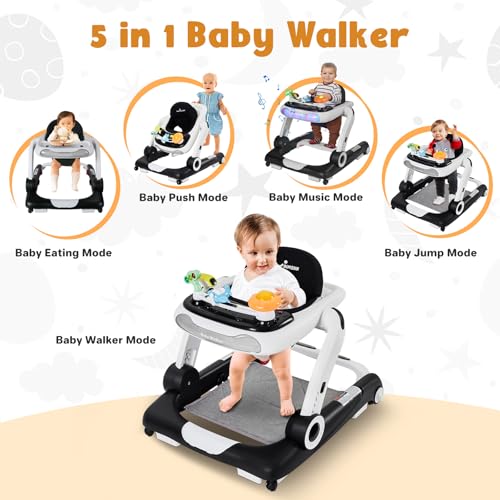 5 in 1 Baby Walker - Activity Baby Walker, Rocker & Bouncer for Ages 6-18 Months (Black)
5 in 1 Baby Walker with Detacha
