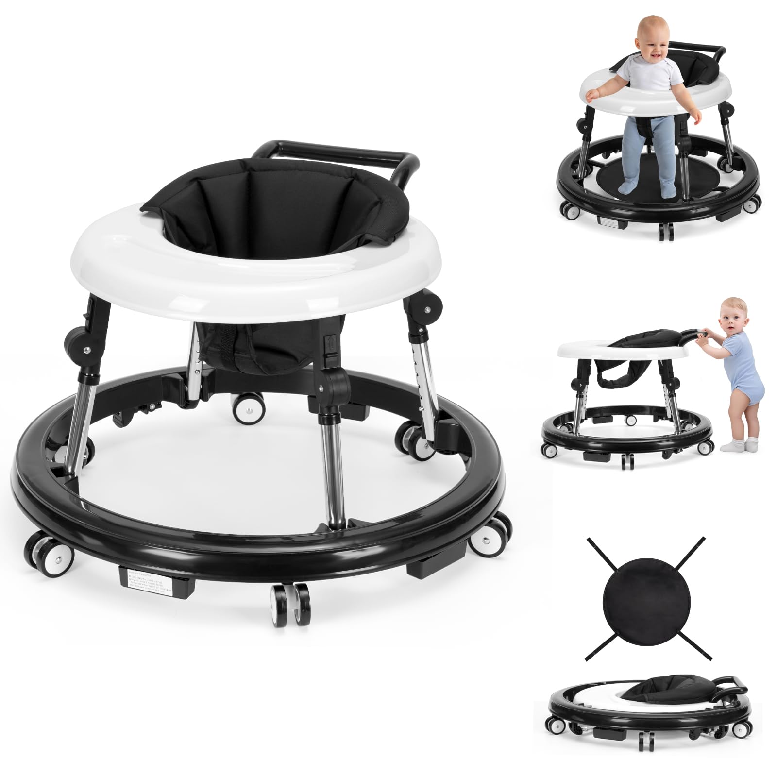 Foldable Baby Walker with 9 Adjustable Heights for Baby Boys Girls 6-18 Months
| Portable Baby Walker with Wheels for I