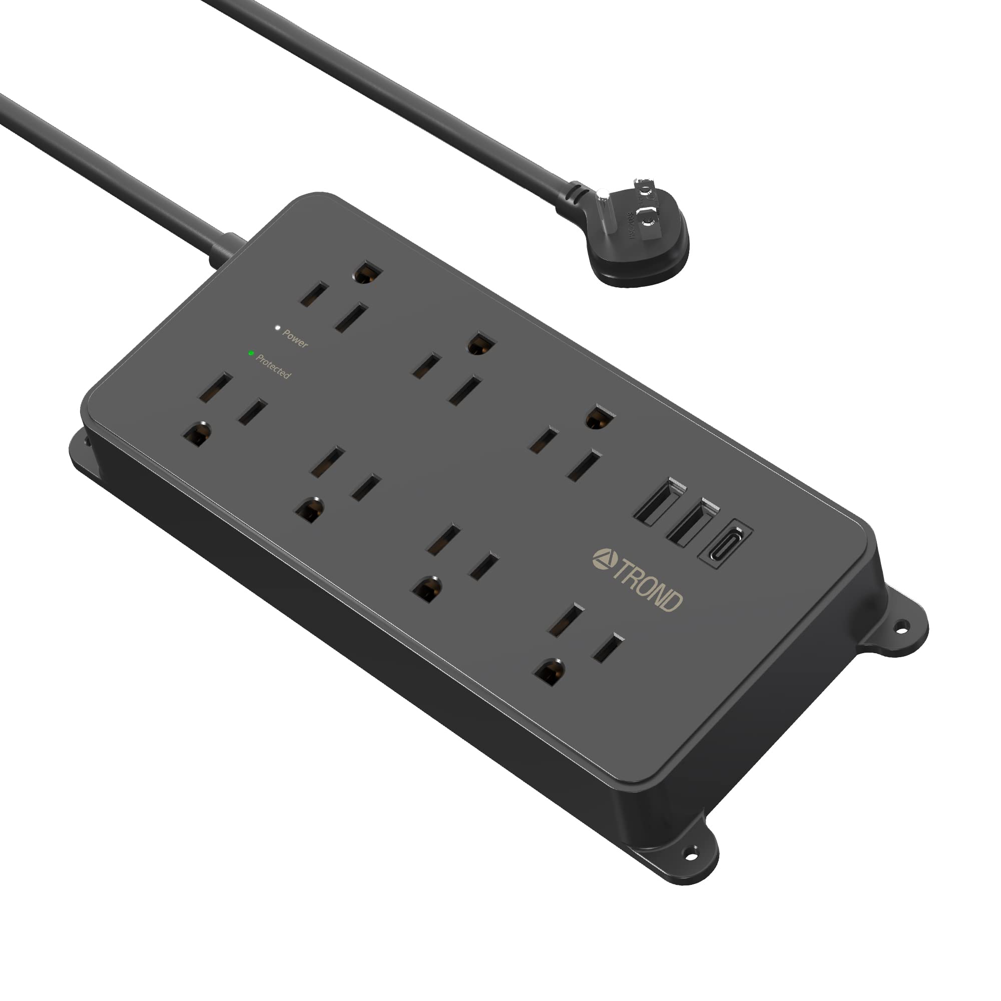  TROND Power Strip Surge Protector for Home Office and Garage, 1700J ETL Listed, 7 Spacing Outlets & 2 USB-A & 1 USB-C, 