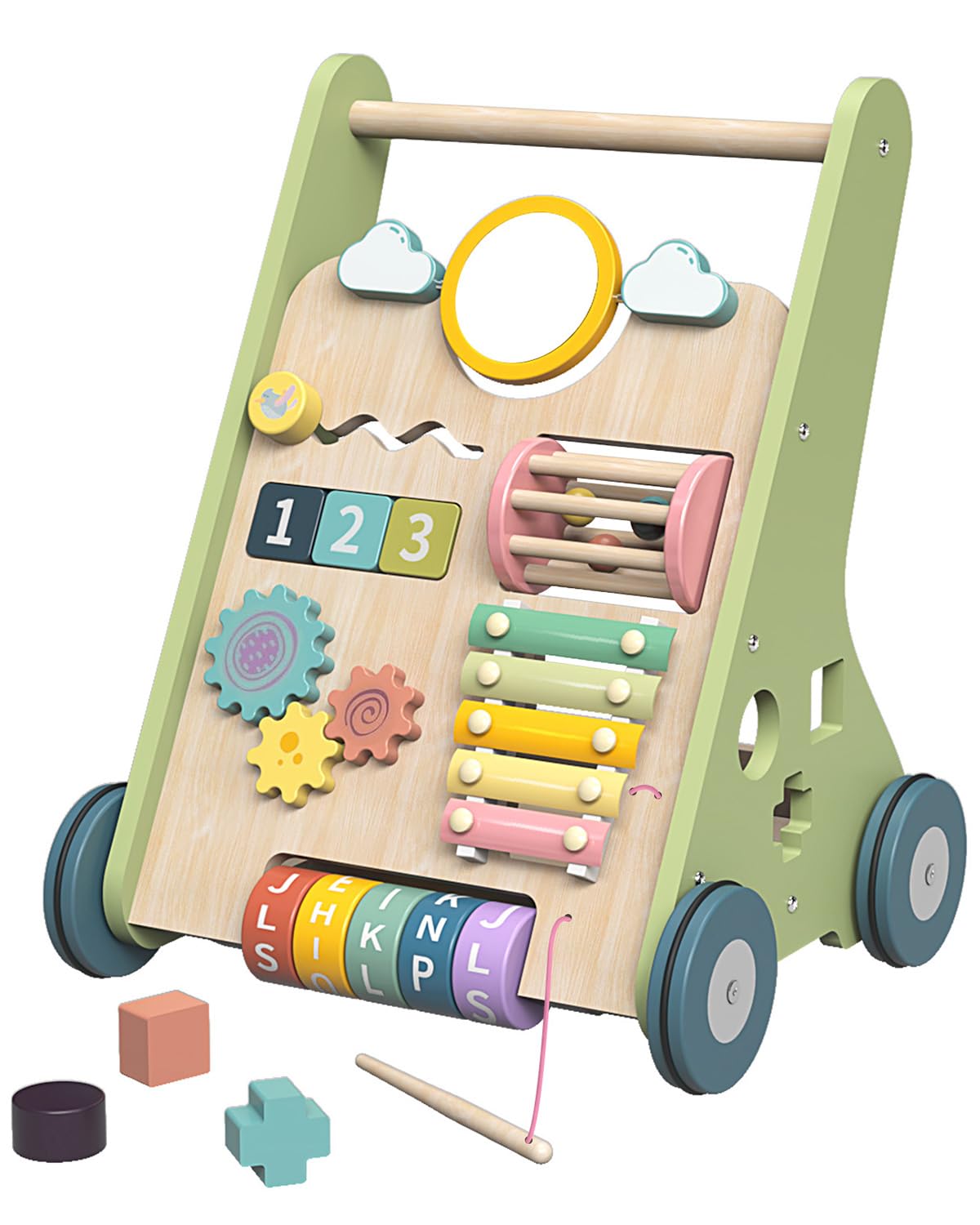 Wooden Baby Push Walker with Wheels for 6-12 Months Old Boys & Girls
| Montessori Push Walker for Babies 1 Year Old wit