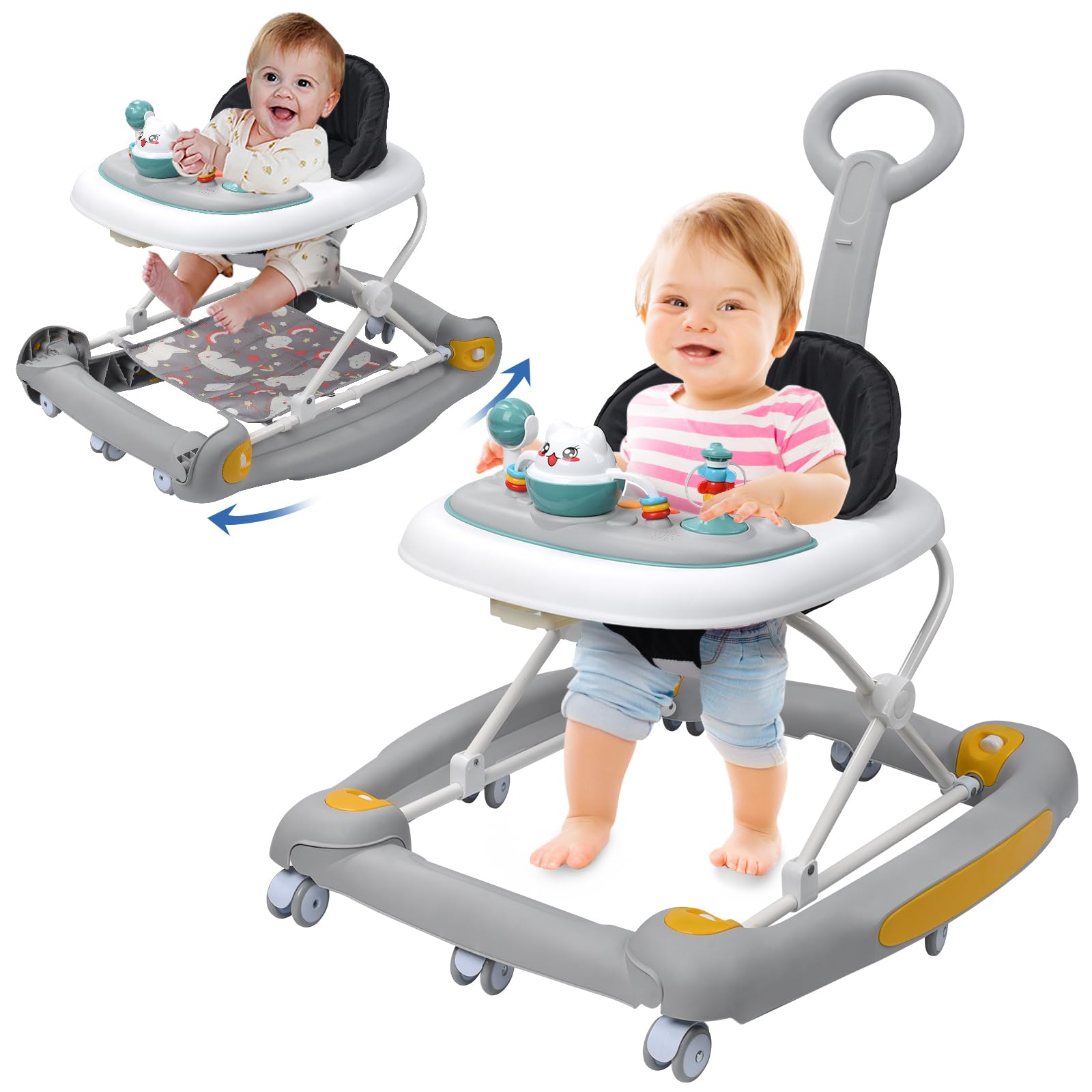 4 in 1 Baby Walker with Wheels for Boys & Girls 6-24 Months  
4 in 1 Baby Walker with Wheels, Music & Lights for Boys &