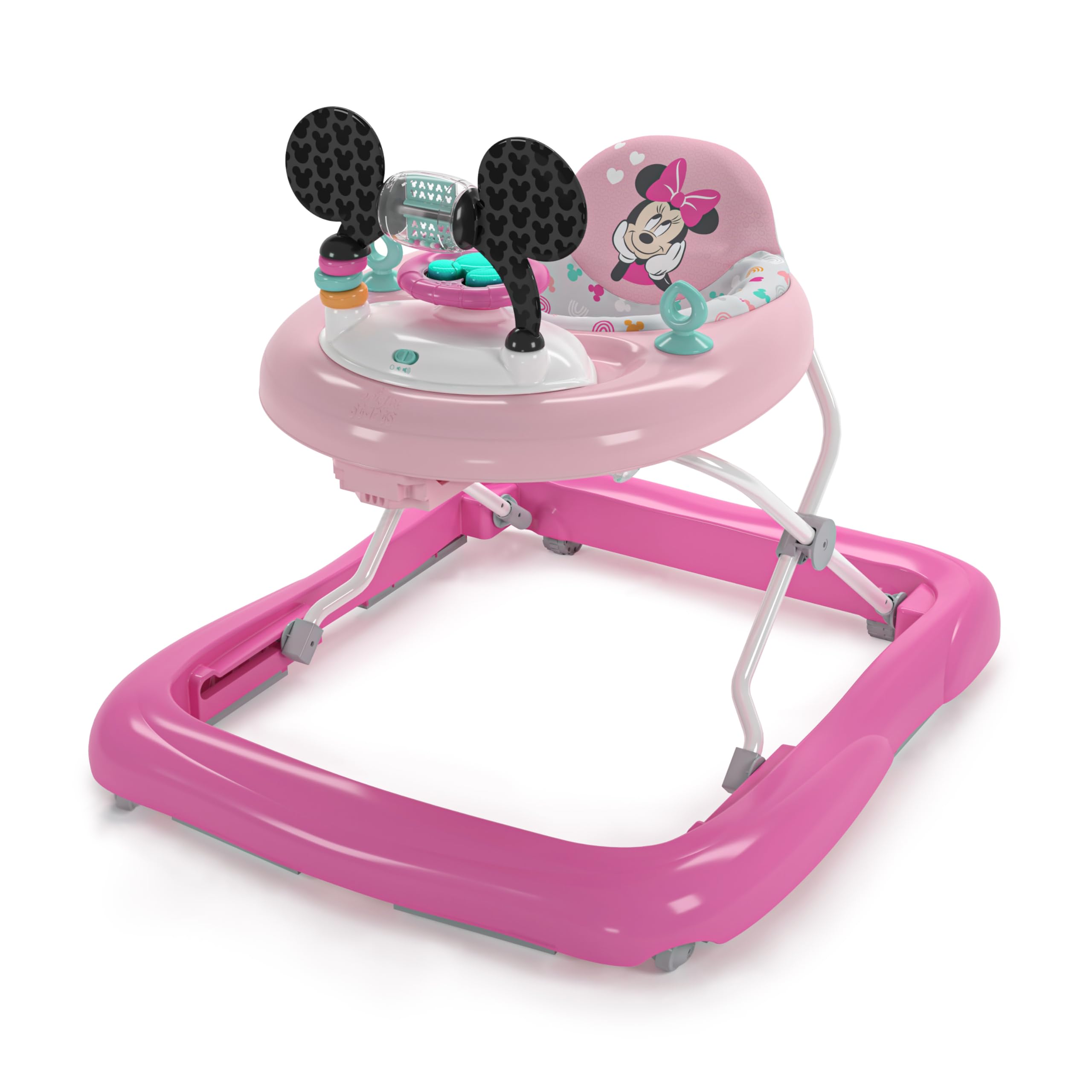 Bright Starts Disney Baby Minnie Mouse Forever Besties 2-in-1 Easy Fold Baby Activity Walker - Toy Station for 6 Months
