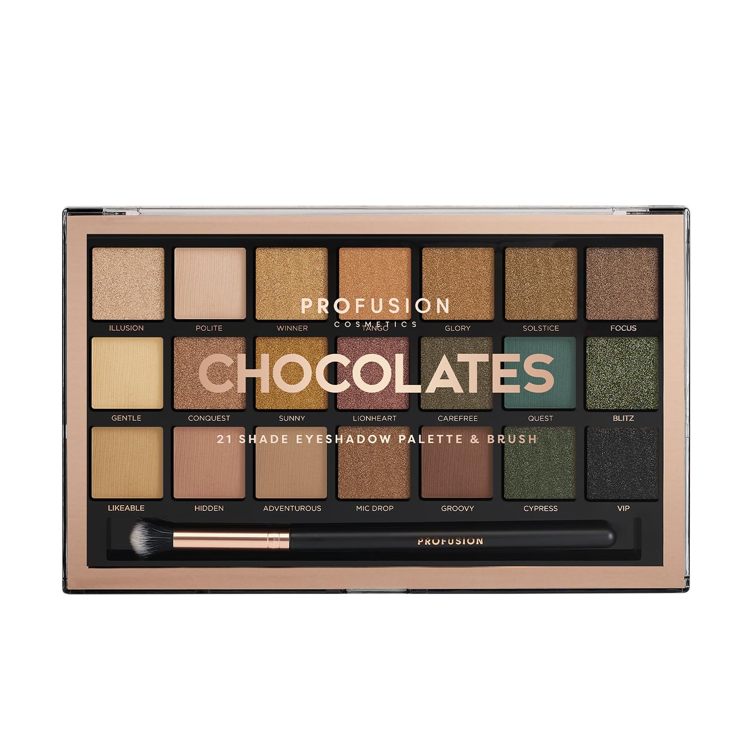 Profusion Cosmetics 21 Shade Eyeshadow Palette for Chocolate Lovers
| Profusion Cosmetics Chocolaty 21 Shade Eyeshadow